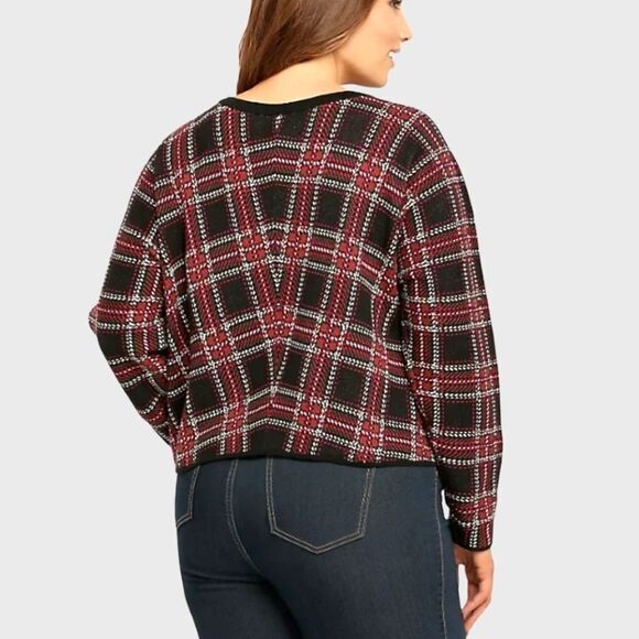 Torrid New Plus Size  Long Sleeve Red,Blue,& White Plaid Sweater 3X - Picture 7 of 11